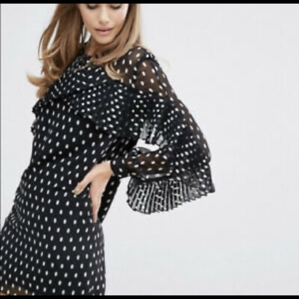Keepsake don’t wait too size S - black and white polka dot long sleeve